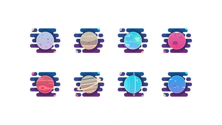 <a href=/design/illustrator/ target=_blank class=infotextkey>Illustrator</a>绘制卡通风格的八大行星小插画,PS教程,