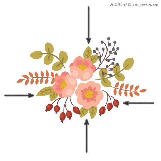 Illustrator绘制复古典雅风格的花朵花藤,PS教程,